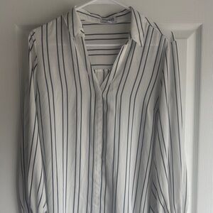 Express White and Black Striped Button-Down Shirt